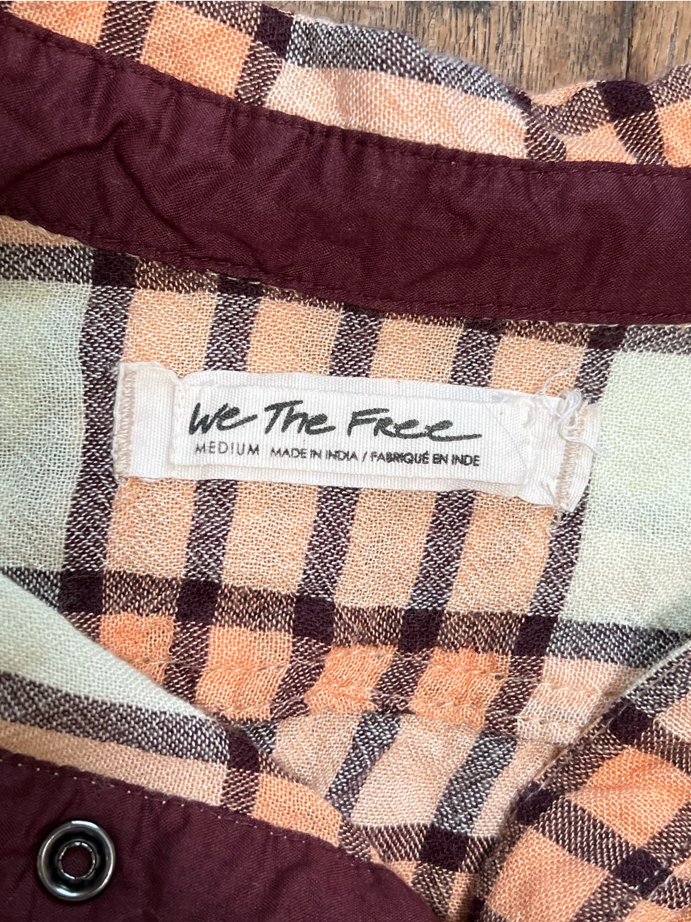 Free People Top M Plaid We the Free Pacific Dawn Drawstring Waist - Picture 9 of 9